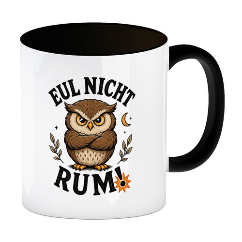 Kaffeebecher schwarz eul - kaffeebecher,
