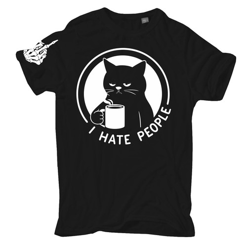 Herren tshirt hate people - herren,