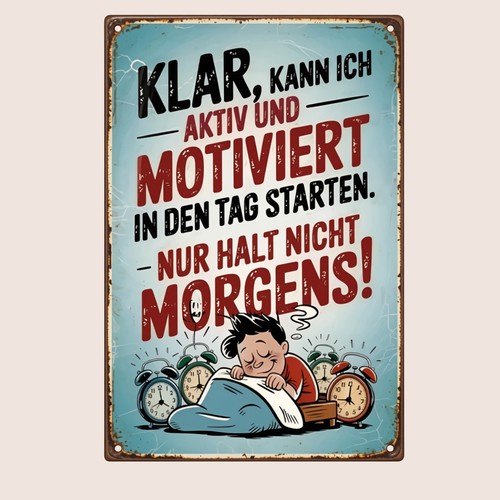 Blechschild motiviert nur - blechschild,